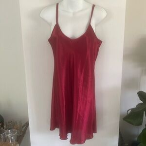 DARJEELING satin slip nightgown nightie chemise teddy lingerie red pink vintage